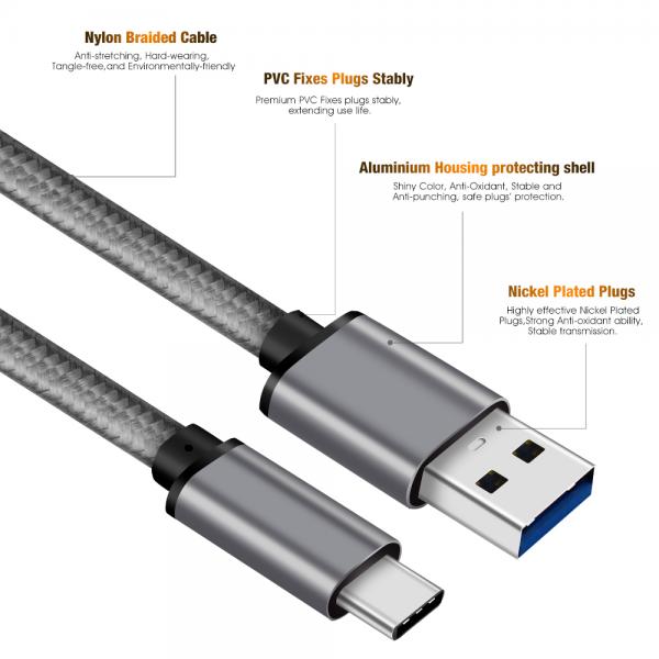 Picture of USB 3.0 Type C cable grey